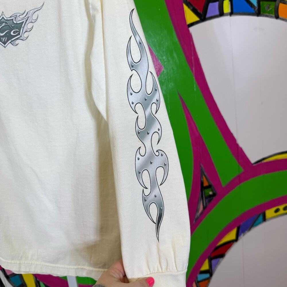 Cream Long Sleeve Shirt with Gray Graphic. Orange County Choppers. 2003 Size Med - Picture 3 of 7